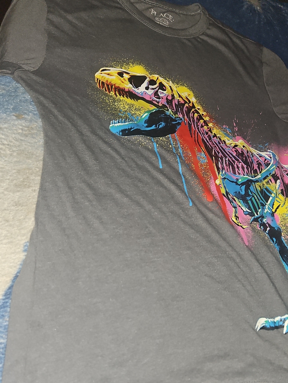 Children's PlacePaint Drip Dino Graphic T-shirt Sz Medium (7/8)